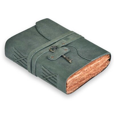 Handmade Vintage Journal with 200 Deckle-Edge Pages- Key Closure for Men & Women-image