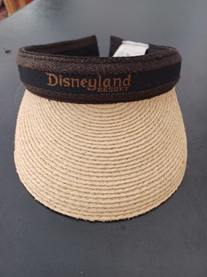 Walt Disney World Parks Woven Straw Sun Visor Hat Adult One Size Black Beige GUC-image