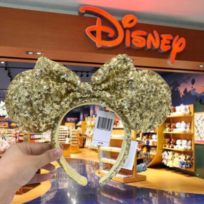 Ears Mickey Gold Sequins Bow Headband Anniversary Disney*Minnie Mouse-image