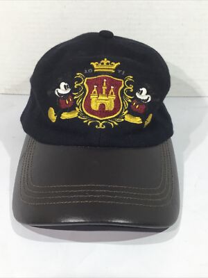 Walt Disney World Adult Black Wool Brown Leather Mickey Baseball Cap YS-316-image