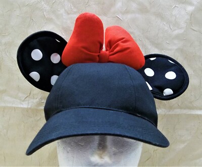 Minnie Mouse Adult Ladies Hat w/ Bow Ears Adjustable Cap From Walt Disney World-image