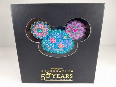 WDW Mickey Ear Hat Pin LE 750 Celebrating 50 Years 2006 Flower Garden-image
