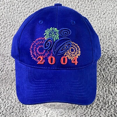 Vintage Walt Disney World Hat Cap Adult One Size Blue Strap Back 2004 Fireworks-image