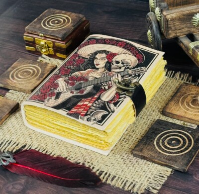 Grimoire journal blank spell book of shadows the lovers leather journal gifts-image