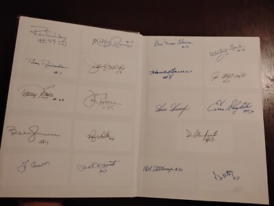 Yankee HOF Autographs 29 Signatures Berra, Slaughter, Mays, Hunter, Jackson more-image