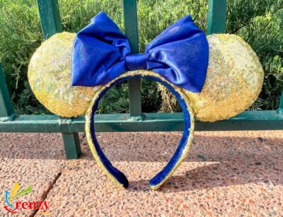 Disney Parks EARidescent Minnie Mouse Headband Ears Gold Shimmer Blue 50th US-image