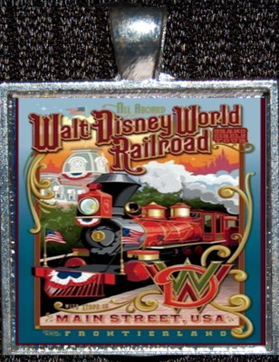 Railroad Main Street Walt Disney World Attraction Poster Necklace Pendant-image