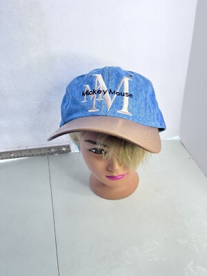 Adult Walt Disney World Mickey Mouse Embroidered Denim Hat W/Leather Bill OSFA-image