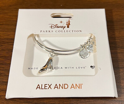 Disney Parks Alex and Ani Bangle Cinderella Silver Slipper Bangle Bracelet-image