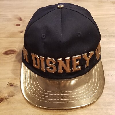 Walt Disney World Hat Cap Snap Back Big Spell Out Black Gold One Size Adult-image