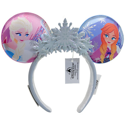 DisneyParks Frozen Anna Elsa Snowflake Ears Minnie Mouse Bow Headband Ears-image