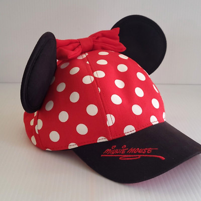 Walt Disney World Parks Minnie Mouse Red Baseball Hat Cap Mickey Ears Bow YOUTH-image