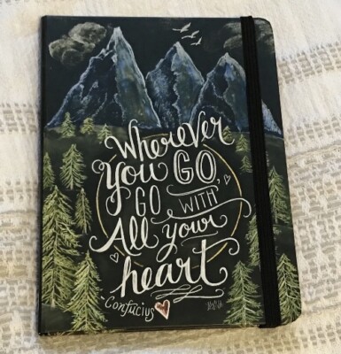 new - Gorgeous Illustrated Black Journal, Confucius Quote, With Band-image