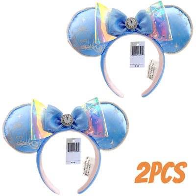 DisneyParks Cinderella Carriage Midnight Clock Minnie Mouse Ears Headband 2PCS-image