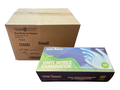 Clean safety CS6003 Vinyl Co-Polymer Powder Free Gloves, Case of 1000 Gloves-image