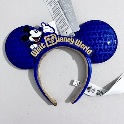 NWT Disney Parks WDW Walt World Blue Making Magic Mickey Mouse Ears Headband-image
