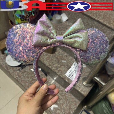 Disney 50th Anniversary Earidescent Iridescent Pink Minnie Ears Headband US💖-image