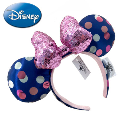Disneyland Minnie Ears Mickey Mouse Polka Dot Bow Sequins Rock Headband USA-image