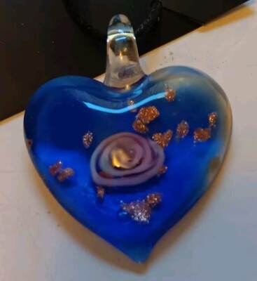 Walt Disney World Resort Blue Glass Heart Necklace - 18 inches-image
