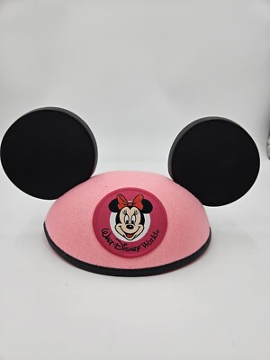 Walt Disney World Pink Minnie Mouse Mickey Ears Felt Hat - Embroidered 