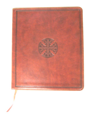 ESV Journaling Bible TruTone Brown Mosaic Cross Design Leather Bound-image