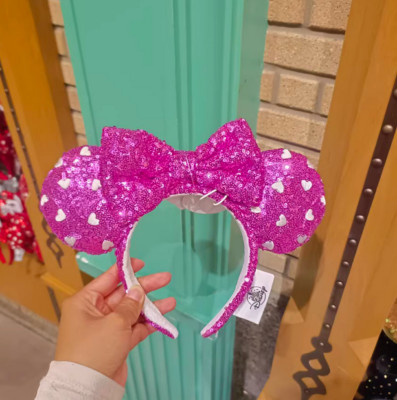Valentines Heart Limited Ears Disney‘ Parks Pink Minnie Sequin Bow Headband USA-image
