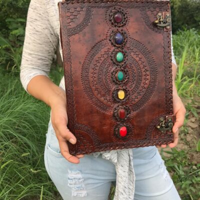 Book of Shadow Journal Sevan Stone Journal Handbound Leather Journal Spellbook-image