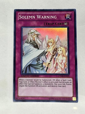 YuGiOh! Solemn Warning - CT08-EN015 - Limited Edition - Super Rare - Near Mint-image