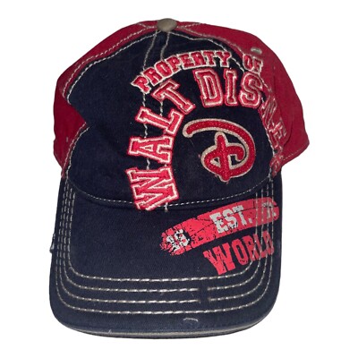 Property Of Walt Disney World Distressed Baseball Cap Hat Red Blue Adj Unisex-image