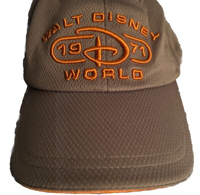 Vintage Walt Disney World 1971 Baseball Cap Hat Grey And Orange  Adjustable Orig-image