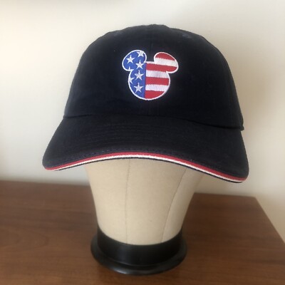 Walt Disney World Adult Blue Baseball Cap Red White Blue Flag Mickey Adjustable-image