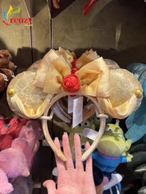 Disney Park Mickey Minnie Mouse Ears Belle Beauty and the Beast Bow Headband-image