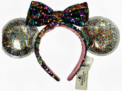 Disney Parks Ears Rainbow Edition Minnie Ears Confetti Star Sparkle Headband-image
