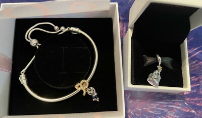 Walt Disney World 50th Anniversary Mickey Pandora Bracelet Castle Charm New Set-image