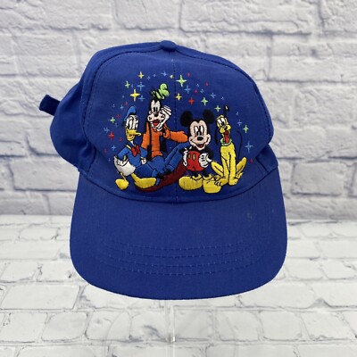 Walt Disney World Magic Kingdom Donald Goofy Mickey Pluto Characters Hat Blue-image
