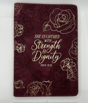 Raspberry Faux Leather Journal: She is Clothed w Strength & Dignity NEW 336pg-image