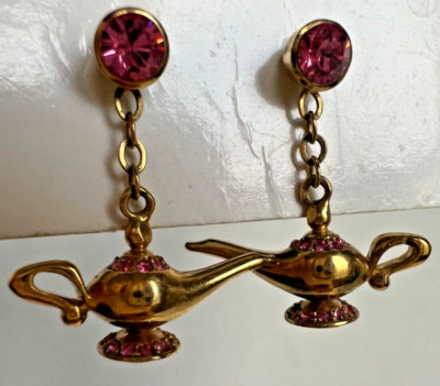 Disney Aladdin Earrings Swarovski Crystals Magic Lamp by Arribas Brothers-image