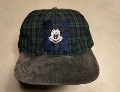 VTG 90s MICKEY MOUSE Plaid Shade Bill Strap Back Walt Disney World Goofys Hat Co-image