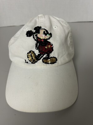 Walt Disney World White Sequined Mickey Mouse Adjustable Hat Cap-image