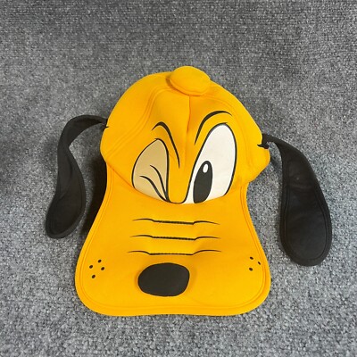 VTG Pluto Hat Baseball Cap 90s Mickey Walt Disney World Long Brim Floppy Ears-image