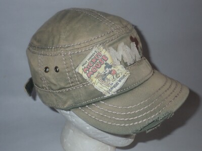 Walt Disney World Hat Mickey Mouse Steamboat Willie Distressed Cap Khaki Green-image