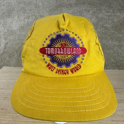 Vintage Disney Tomorrowland Adult Hat Snapback Rare Yellow WDW-image