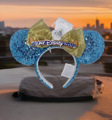 Disney Walt Disney World Entrance Sign Marquee Blue Ears Headband NEW WDW 2024-image