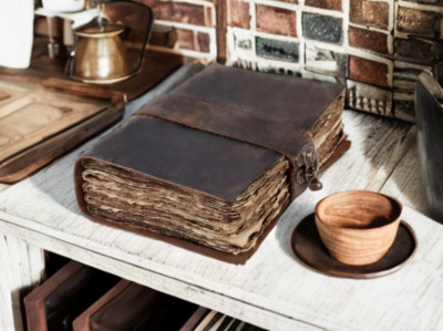 Handmade Leather Bound Vintage Journal Blank Spell Book of Shadows Antique Pages-image