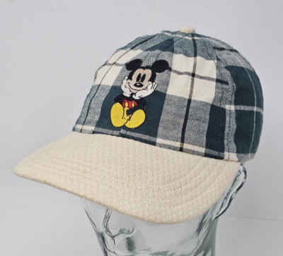 Vintage Mickey Mouse Hat Green Cream Stretch OSFA Wool Disney Goofys Hat Co-image