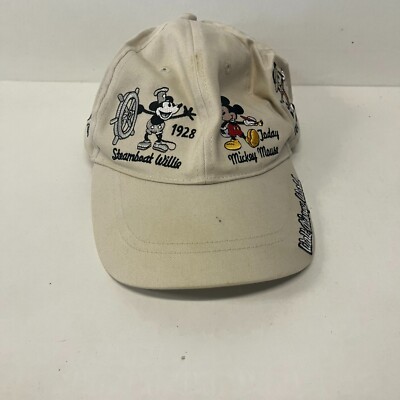 Walt Disney World Mens Baseball Cap Ivory Mickey Mouse Adult Size Cotton-image