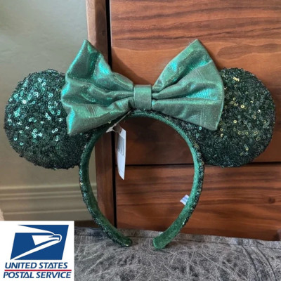 Collection Minnie Mouse Ears Emerald Green Sequins Disney Parks Headband-image
