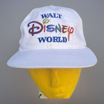 Vintage Disney Hat White Walt Disney World SnapBack Waltograph Disney Font NWOT-image