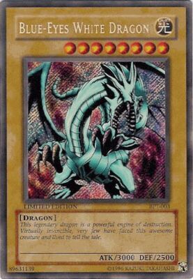 Heavy Play x 1 Blue-Eyes White Dragon A - BPT-003 - Secret Rare - Limited Editio-image