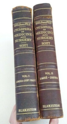 Gould &Pyle Cyclopedia Practical Medicine &Surgery Leather Bks V 1& 2 Scott 1912-image